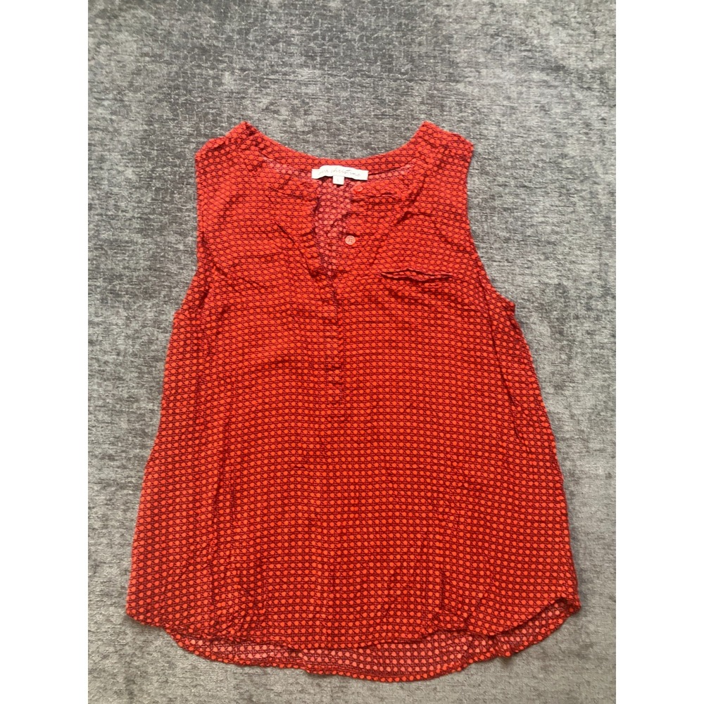 Ava Christine Tank Top Large Red Black Geometric Print High Low Hem Keyhole Neck